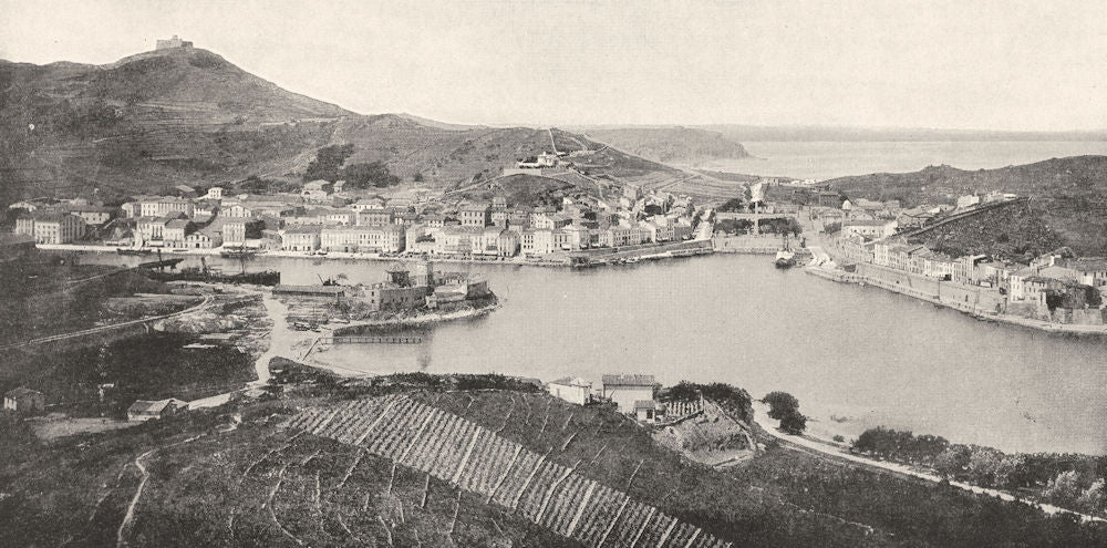 PYRÉNÉES- ORIENTALES. Vue générale de Port- Vendres 1900 old antique print